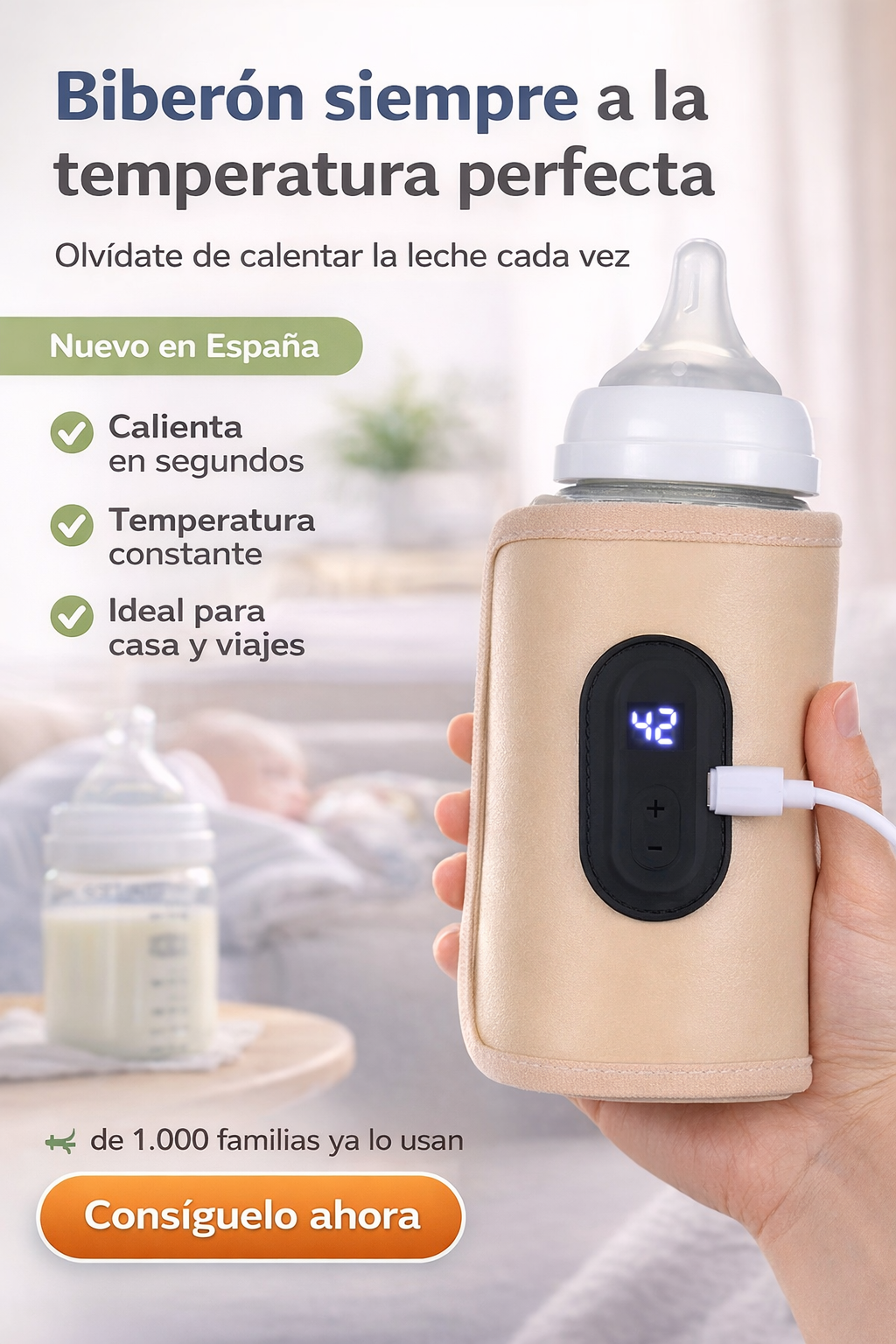 Calentador de Biberones Portátil USB – Leche Siempre Lista en Cualquier Lugar