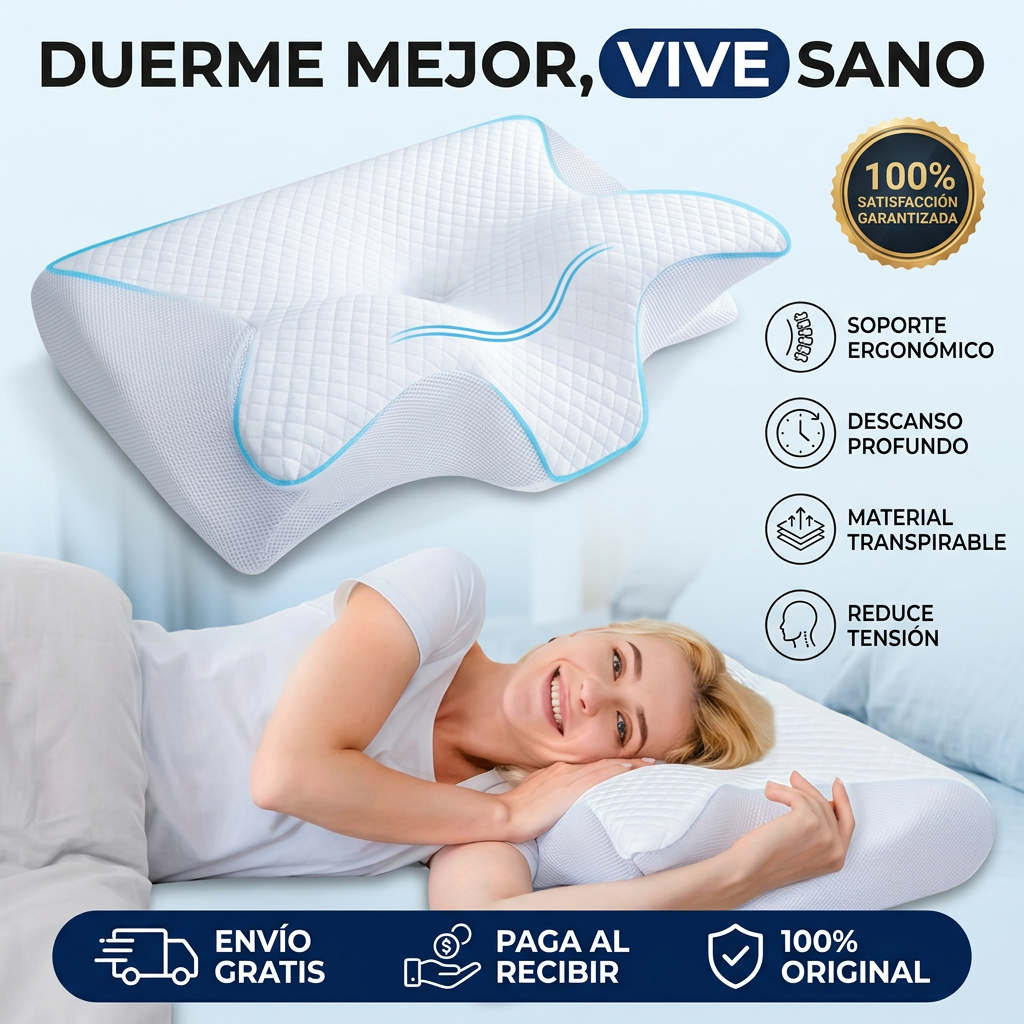 Almohada Cervical Ortopédica Espuma de Memoria Anti Ronquidos y Ergonómica Cojín Mariposa para Dolor de Cuello y Espalda