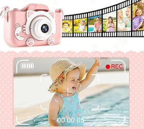 Cámara para Niños con Correa 1080P 2,0 Pulgadas Rosa Gato